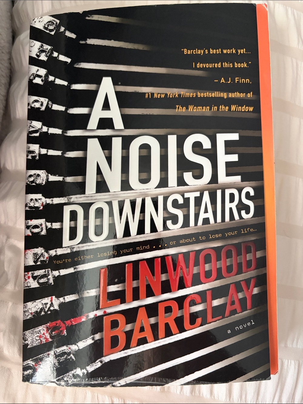 A Noise Downstairs by Linwood Barclay - Black & Red Paperback